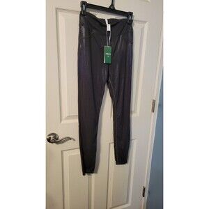 NWT Halara SoftlyZero Black Shimmer Faux Leather Leggings High Waisted Size S